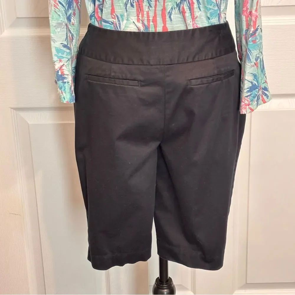 Worthington Black Modern Fit Satin Finish Bermuda Chino Casual Shorts Size 4
